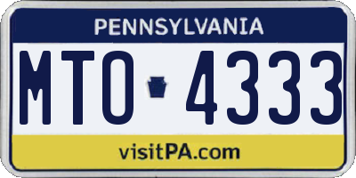 PA license plate MTO4333