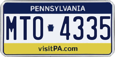 PA license plate MTO4335