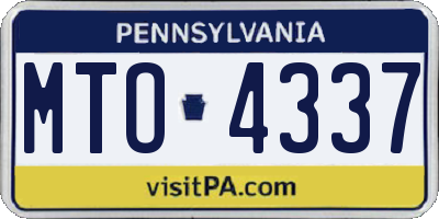 PA license plate MTO4337