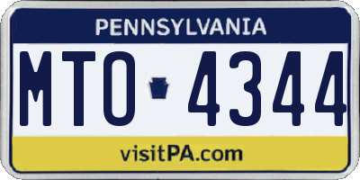 PA license plate MTO4344