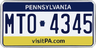 PA license plate MTO4345