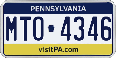 PA license plate MTO4346