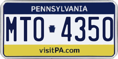 PA license plate MTO4350