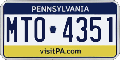 PA license plate MTO4351
