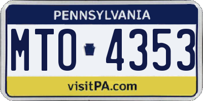 PA license plate MTO4353