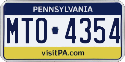 PA license plate MTO4354