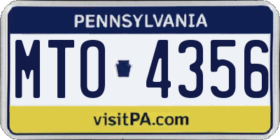 PA license plate MTO4356