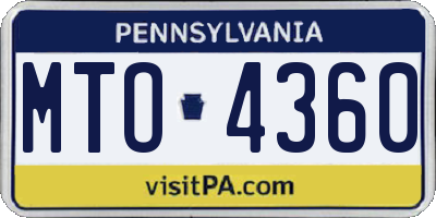 PA license plate MTO4360