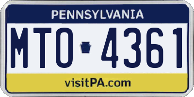 PA license plate MTO4361