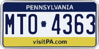 PA license plate MTO4363