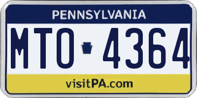 PA license plate MTO4364