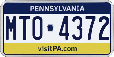 PA license plate MTO4372