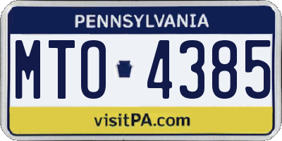 PA license plate MTO4385