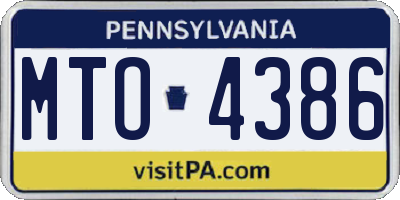 PA license plate MTO4386