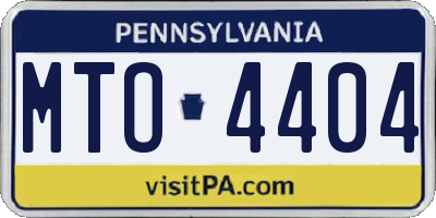 PA license plate MTO4404