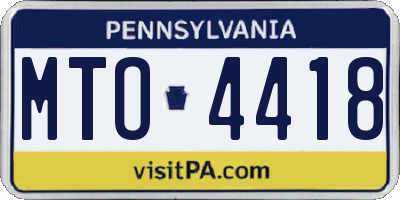 PA license plate MTO4418