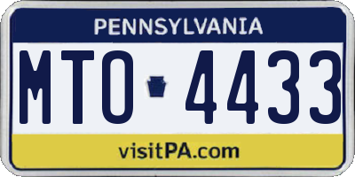 PA license plate MTO4433