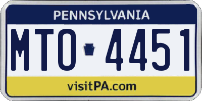 PA license plate MTO4451
