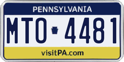 PA license plate MTO4481