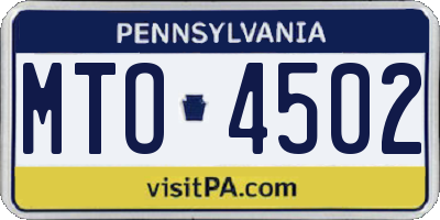 PA license plate MTO4502