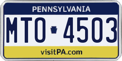 PA license plate MTO4503