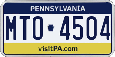 PA license plate MTO4504