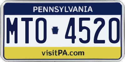 PA license plate MTO4520
