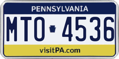 PA license plate MTO4536