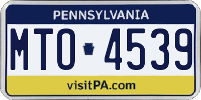 PA license plate MTO4539