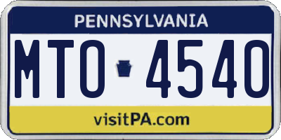 PA license plate MTO4540