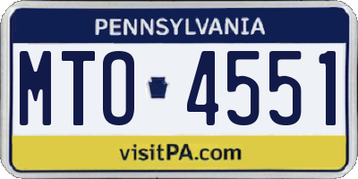 PA license plate MTO4551