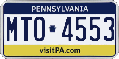 PA license plate MTO4553