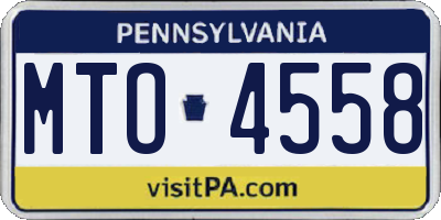 PA license plate MTO4558