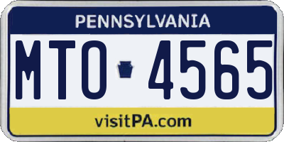 PA license plate MTO4565
