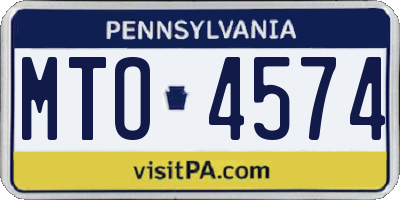 PA license plate MTO4574