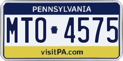 PA license plate MTO4575