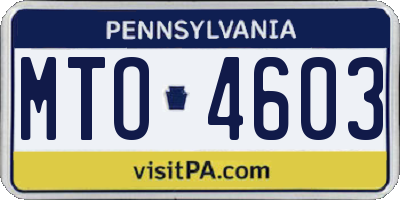 PA license plate MTO4603