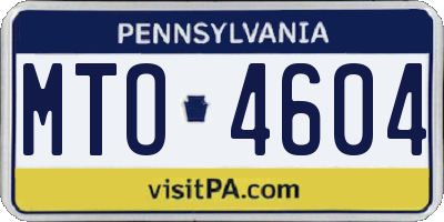 PA license plate MTO4604