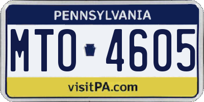 PA license plate MTO4605