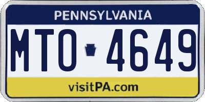 PA license plate MTO4649