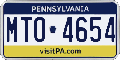 PA license plate MTO4654