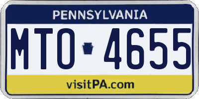 PA license plate MTO4655
