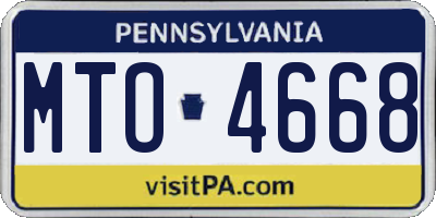 PA license plate MTO4668