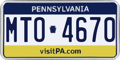 PA license plate MTO4670
