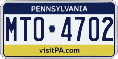 PA license plate MTO4702