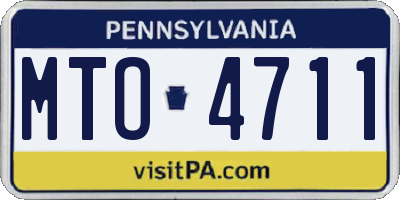 PA license plate MTO4711