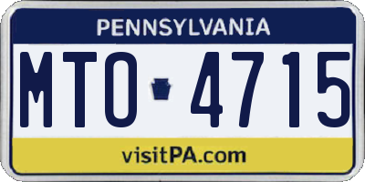 PA license plate MTO4715