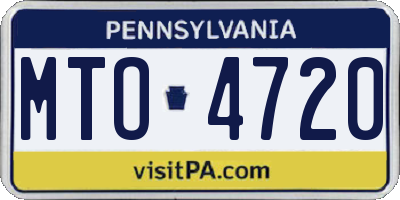PA license plate MTO4720