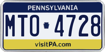 PA license plate MTO4728