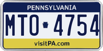 PA license plate MTO4754